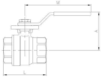 2015-02 - Kogelkraan 1/4" bi.x bi. RVS 316, PN63 ISO 5211 - technische tekening
