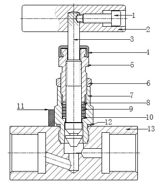 2225-03 - Naaldafsluiter 3/8" RVS 316 400 bar - technische tekening