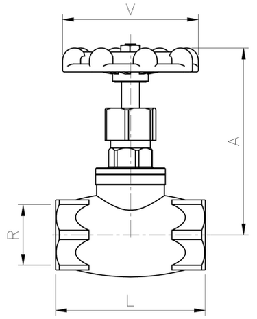 2230-09 - Klepafsluiter 2" RVS 316 PN16 - technische tekening