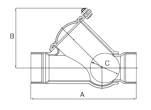2417-07 - Balkeerklep 1-1/4" RVS 316 PN16 2x bi.dr. NBR - technische tekening