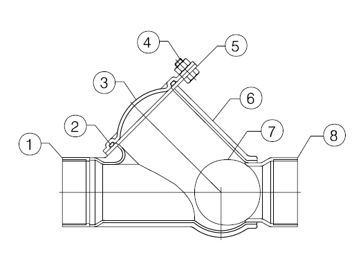 2417-09 - Balkeerklep 2" RVS 316 PN16 2x bi.dr. NBR - technische tekening