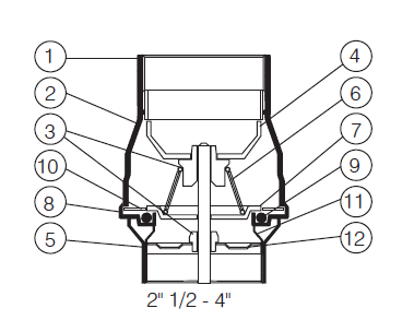 2445-04 - Terugslagklep 1/2" RVS 316 PN16 veerbelast - technische tekening