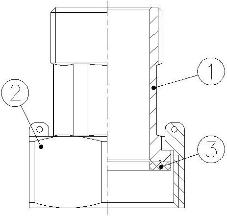 6040-04 - a2st. watermeter koppeling 3/4"x1/2" messing bi.x bu. incl. fiberring - technische tekening