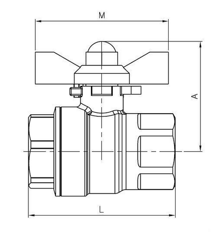 2009-04 - Kogelkraan RVS / G1/2 - DN15 / PN63 / RVS 316 ISO - technische tekening