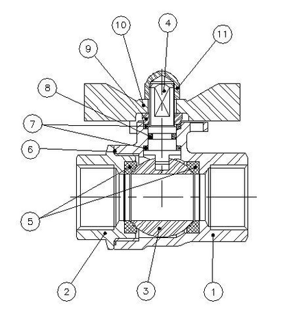 2009-04 - Kogelkraan RVS / G1/2 - DN15 / PN63 / RVS 316 ISO - technische tekening