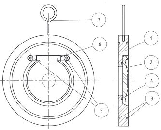 2406-09 - Terugslagklep / G2 - DN50 / RVS PN16 - Wafer - technische tekening