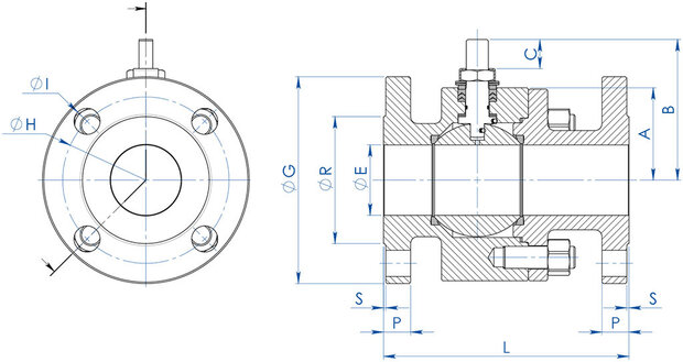LT105204CAB0BFQNV00B - Omal THOR kogelkraan DN20 (3/4") ANSI 300 Koolstofstaal (Carbon steel) A105 - met hendel