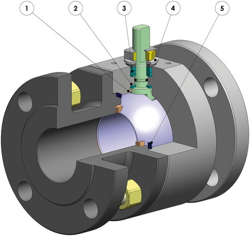 RT114I03CAB0BGMNV00B - Omal THOR kogelkraan DN150 (6") PN 25-40 Koolstofstaal (Carbon steel) A105 - met handreductor