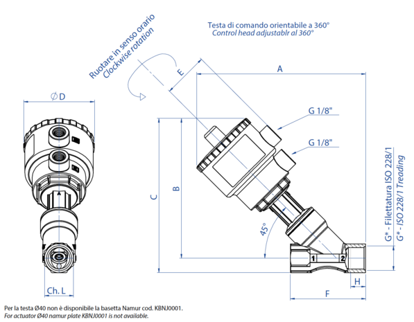 J4SPG1404 - Omal ATENA klepafsluiter DN15 (1/2") - N.C. anti-waterslag pneumatisch - actuator &Oslash;40