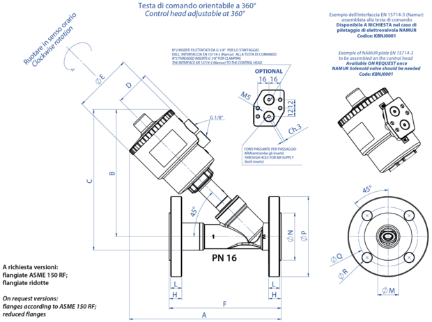 J4SPG1664 - Omal ARES klepafsluiter DN15 (flens 1/2") - N.C. anti-waterslag pneumatisch - actuator &Oslash;50