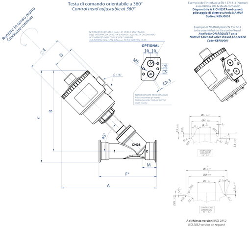 J4SPG16U4 - Omal ARES klepafsluiter DN15 (Triclamp 3A 1/2") - N.C. anti-waterslag pneumatisch - actuator &Oslash;50