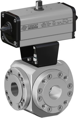 DM506F00ABA0AAQNV000AFGA0 - Omal MAGNUM 3-wegs kogelkraan (L-port) DN25 (1") PN 16-40 RVS 316/316L - DA actuator