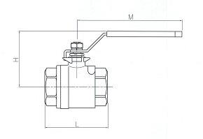 2008-02 - Kogelkraan 1/4" bi.xbi. RVS 316, PN140 vergrendelbare schuif - technische tekening