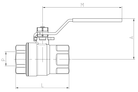 2014-02 - Kogelkraan 1/4" bi.xbi. RVS 316, PN63 - technische tekening