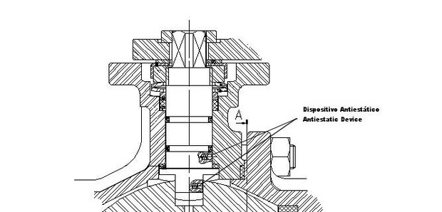 2540E-07 - Kogelkraan 3-weg L-boring 1-1/4" flens (DN32) RVS 316 - technische tekening