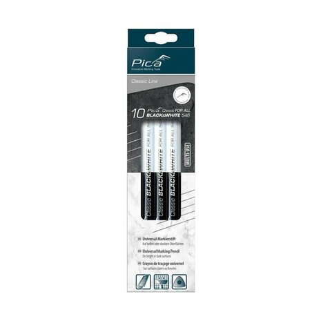 546/24-10 - PICA 10 STUKS, 546/24 POTLOOD BLACK &amp; WHITE