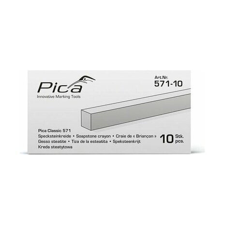 571-10 - Pica 571 Speksteenkrijt 10x10x100mm, 10st.