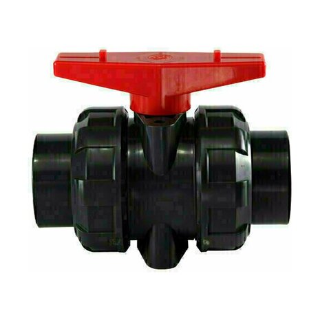 51PVC dn 32 - PVC Kogelkraan 1 1/4" / 40 mm met hendel / EPDM 2x inwendig lijmmof / 2x war