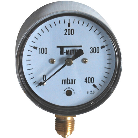 1633004 - RVS manometer 1633 droog radiaal &Oslash;63 BSP 1/4" klasse 2,5 0/400 mbar (gascapsule)