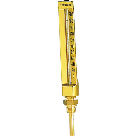 1671002 - aluminium thermometer 1671 recht H200 BSP 1/2" dompelbuis 63mm -30/+50&deg;C