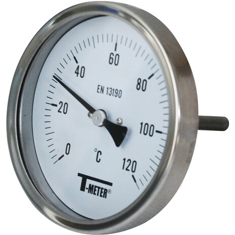1686003 - RVS thermometer 1686 axiaal &Oslash;100 BSP 1/2" dompelbuis 100mm 0/+160&deg;C