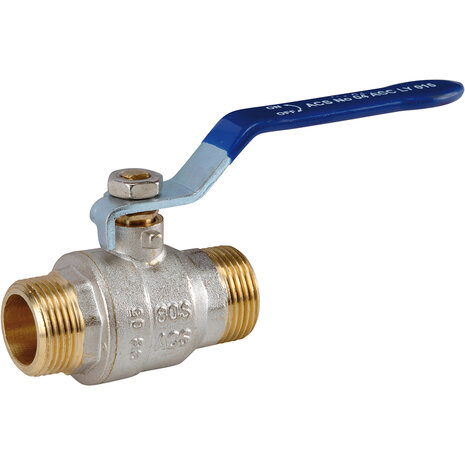 529006 - Messing Kogelkraan 529 1" MM BSP PN25 full bore blauwe stalen hendel