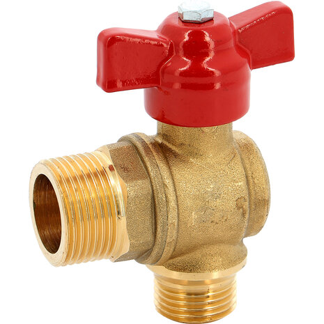 555040 - Messing Kogelkraan 555 1/2" MM BSP rode aluminium vlindergreep