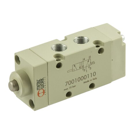 7001000110 - Ventiel Mechanisch bediend 5/2-1/8'' STOTER BEDIEND MONOSTABIEL Serie 70 1/8''