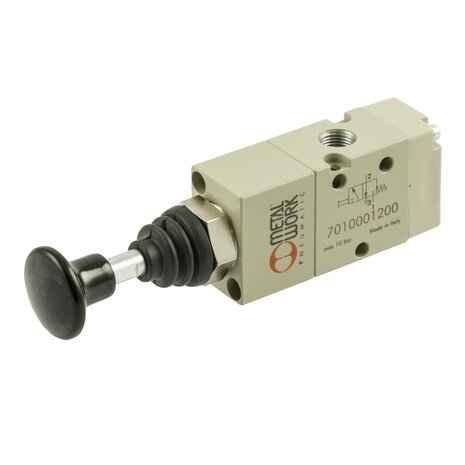 7010001300 - Ventiel handbediend 3/2-1/8'' DRUKKNOP BEDIEND BISTABIEL Serie 70 1/8''