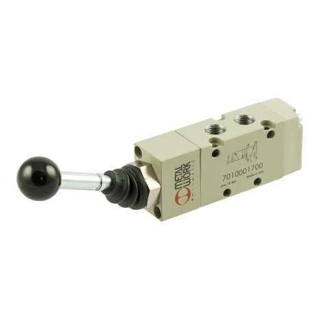 7010001700 - Ventiel handbediend 5/2-1/8'' HENDEL RECHT BISTABIEL Serie 70 1/8''