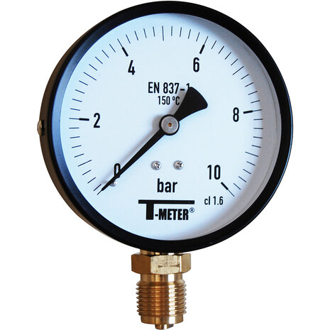 1619007 - koolstofstalen manometer 1619 1/2" BSP 16 bar