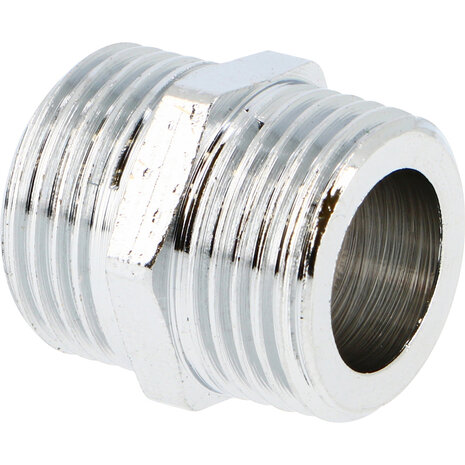 280G20CH - Verchroomd messing dubbele nippel 280G 3/4" buitendraad