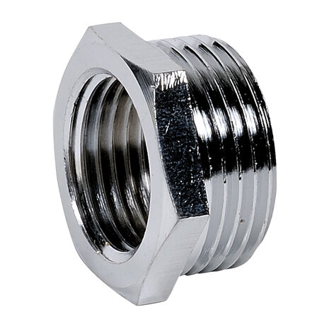 241G1512CH - Verchroomd messing verloopnippel 241G 1/2" buitendraad &times; 3/8" binnendraad