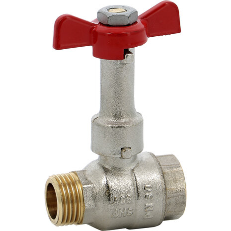 618004 - Messing Kogelkraan 618 1/2" MF BSPP verlengde spindel, vlindergreep