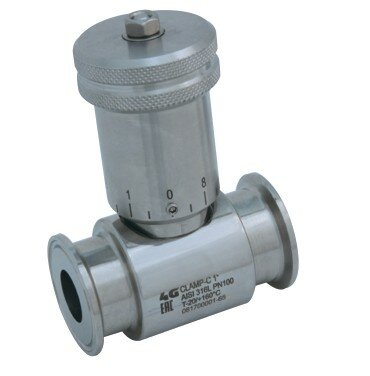 658230 61100 - 4G Ghidini RVS 316L naaldventiel, handwiel met schaalverdeling, Clamp-aansluiting DIN 32676, maat 1/2", D