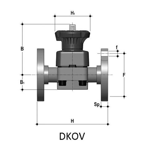 DKOV050P - PVC-U Membraanafsluiter DKOV PTFE flens d50 (DN40)