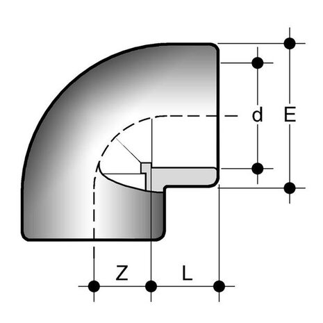 GIC050 - PVC-C Knie 90 graden GIC lijmmof d50 (DN40)