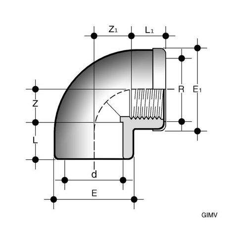 GIMC032100 - PVC-C Knie 90 graden GIMC lijmmof d32 1" (DN25)
