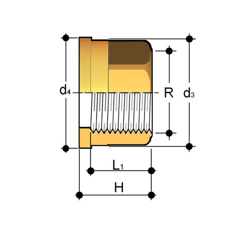 QBFO200 - Messing Inlegdeel QBFO binnendraad 2"