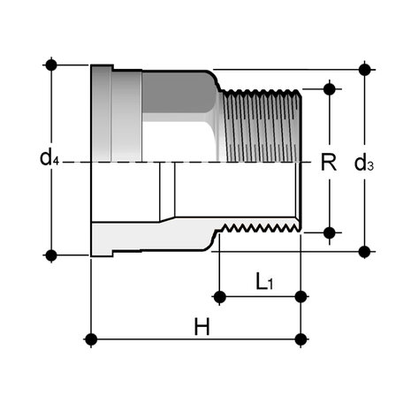 QBRX112 - RVS Inlegdeel QBRX buitendraad 1" 1/2