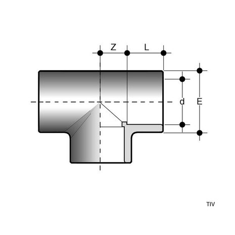 TIC090 - PVC-C T-stuk 90 graden TIC lijmmof d90 (DN80)