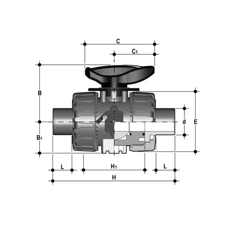 VKRDM025E - PP 2-weg regelkraan VKR EPDM moflaseind d25 (DN20)