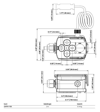 Maattekening Belimo 22HTH-110X