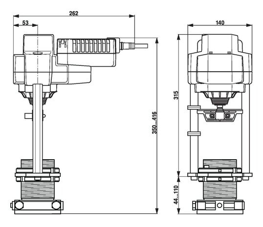 Maattekening Belimo AVK230A-3-RE