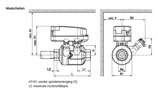 Maattekening Belimo C215QP-B