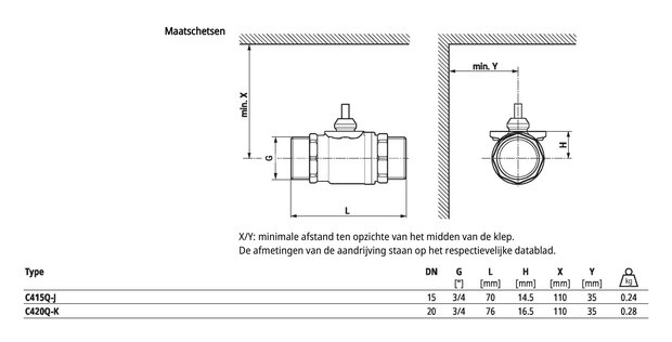 Maattekening Belimo C415Q-J