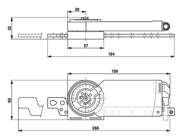 Maattekening Belimo CH230-L100.2