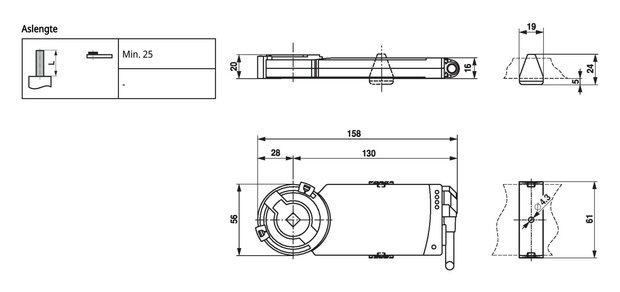 Maattekening Belimo CM230-F-L