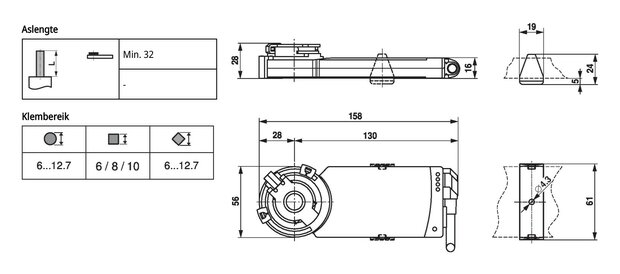 Maattekening Belimo CM230-L