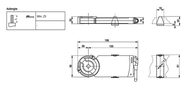 Maattekening Belimo CM24-F-L